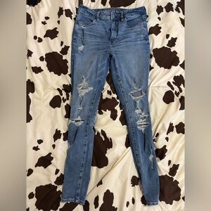 Blue Distressed Women Jean Leggings